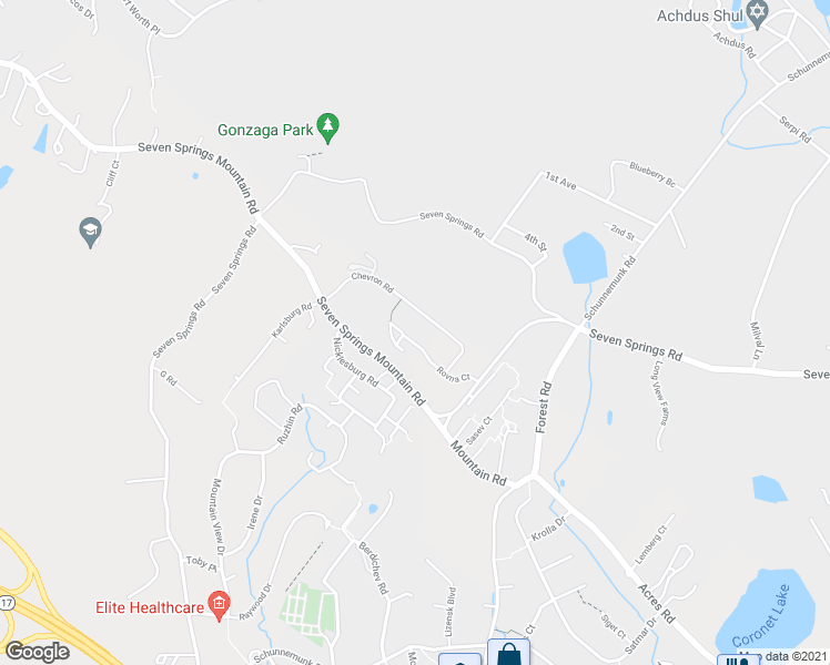 map of restaurants, bars, coffee shops, grocery stores, and more near 18 Rovna Court in Kiryas Joel