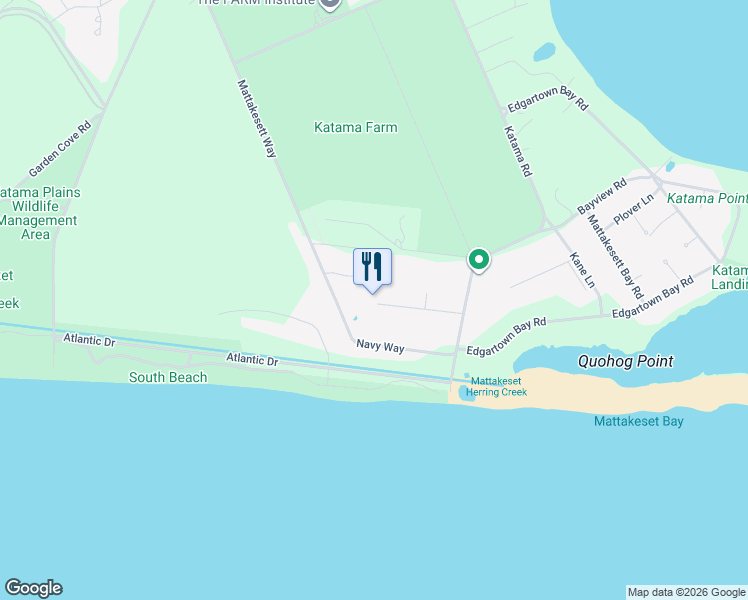 map of restaurants, bars, coffee shops, grocery stores, and more near 31 Dunes Road in Edgartown