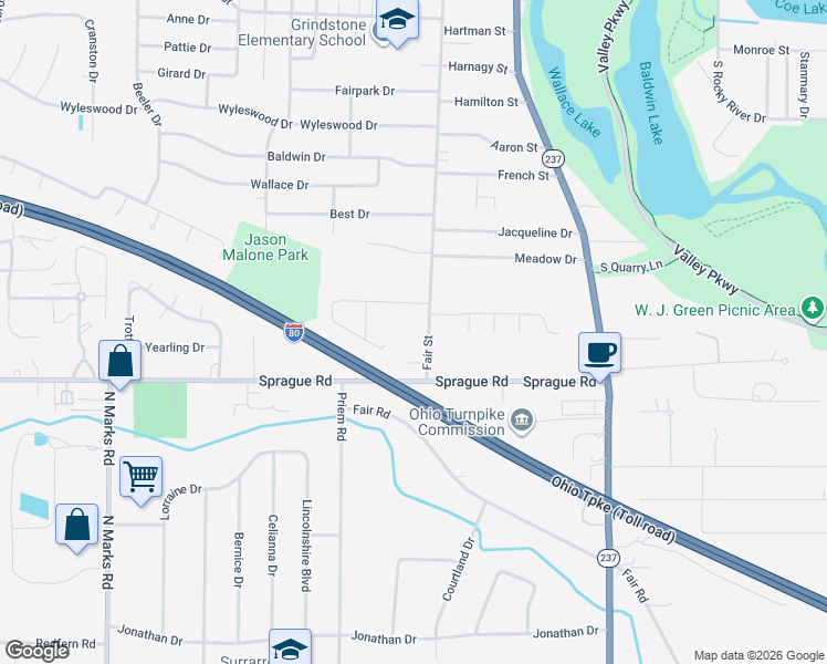 map of restaurants, bars, coffee shops, grocery stores, and more near 740 Fair Street in Berea