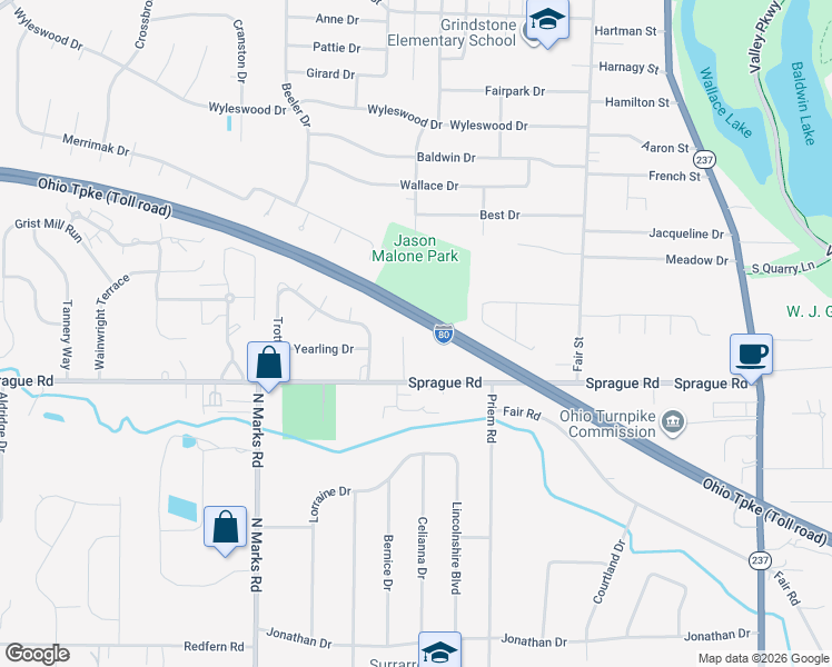 map of restaurants, bars, coffee shops, grocery stores, and more near 752 Starlite Drive in Berea