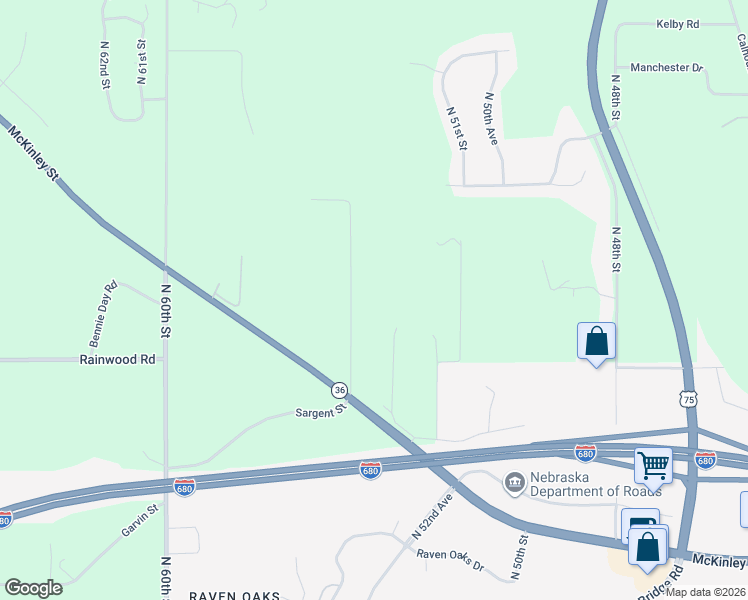 map of restaurants, bars, coffee shops, grocery stores, and more near 10211 North 53rd Street in Omaha