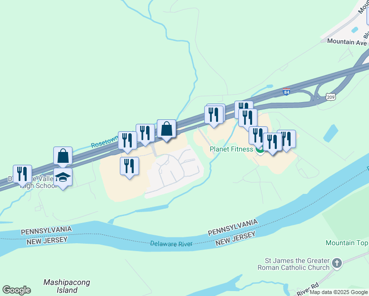 map of restaurants, bars, coffee shops, grocery stores, and more near 4020 Rivercrest Drive in Milford