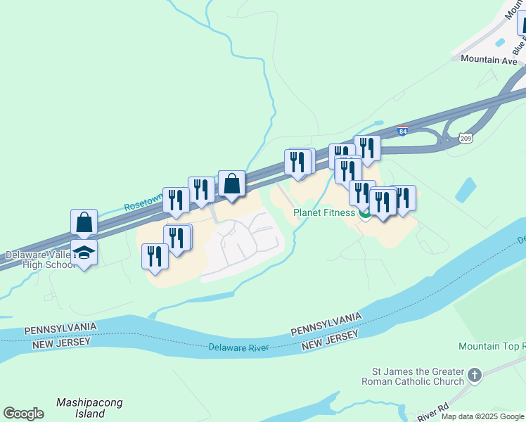 map of restaurants, bars, coffee shops, grocery stores, and more near 4020 Rivercrest Drive in Milford
