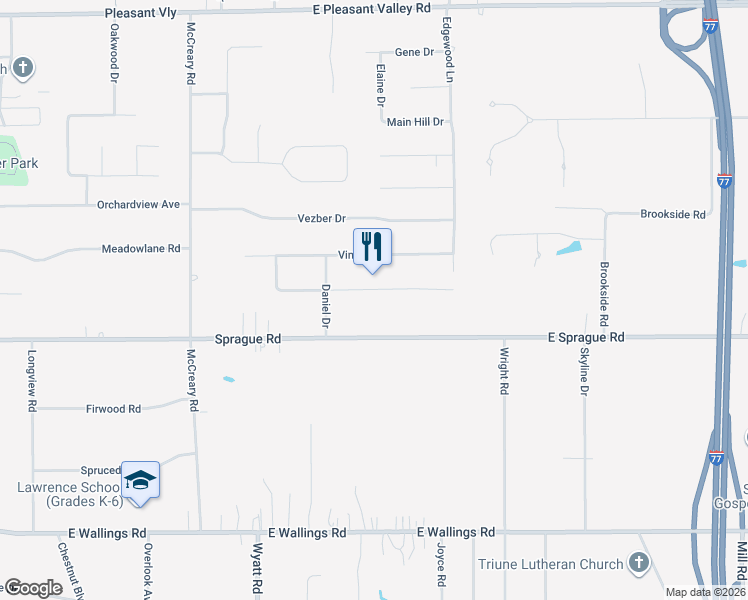 map of restaurants, bars, coffee shops, grocery stores, and more near 4018 Shelly Dr in Seven Hills