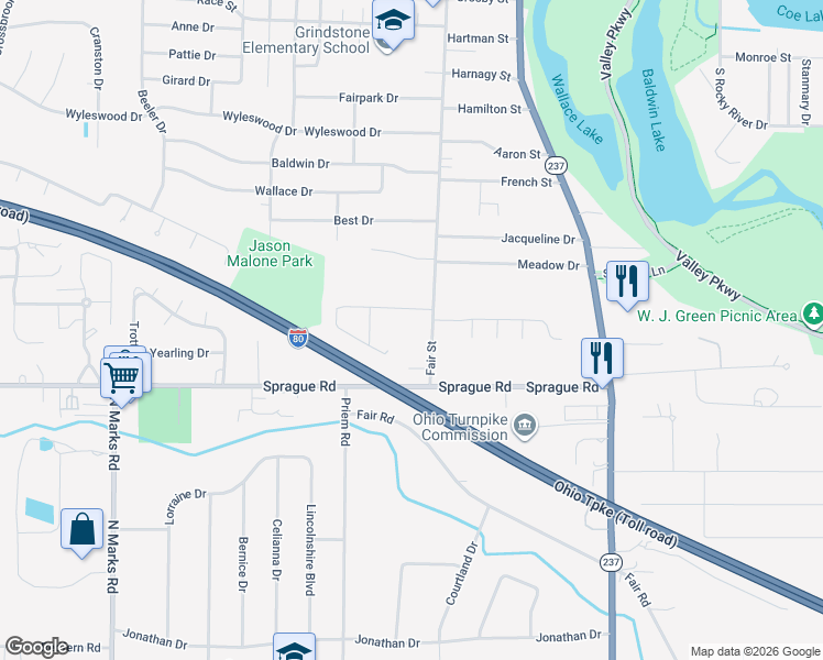 map of restaurants, bars, coffee shops, grocery stores, and more near 740 Fair Street in Berea