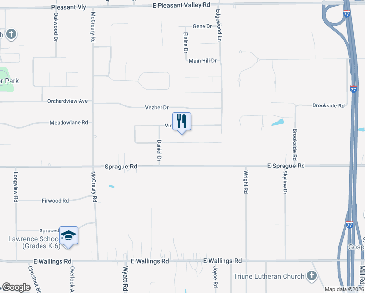 map of restaurants, bars, coffee shops, grocery stores, and more near 4018 Shelly Drive in Seven Hills