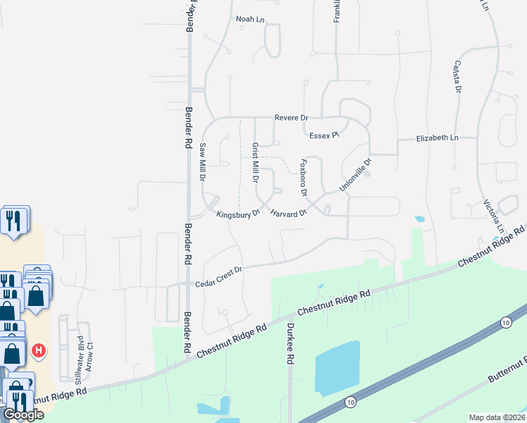 map of restaurants, bars, coffee shops, grocery stores, and more near 9472 Harvard Drive in North Ridgeville