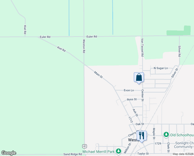 map of restaurants, bars, coffee shops, grocery stores, and more near 20915 Main Street in Weston