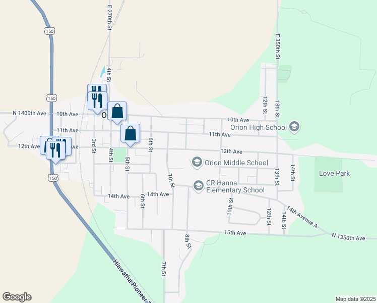 map of restaurants, bars, coffee shops, grocery stores, and more near 800 12th Avenue in Orion