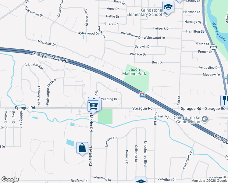 map of restaurants, bars, coffee shops, grocery stores, and more near 444 Bridle Lane in Berea
