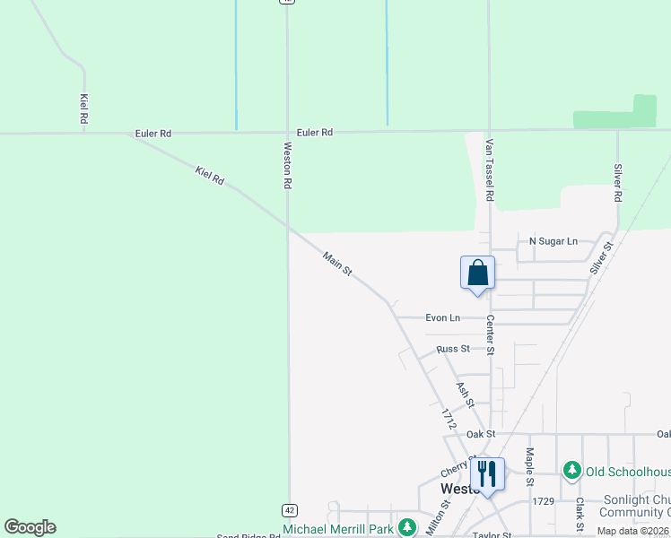 map of restaurants, bars, coffee shops, grocery stores, and more near 20915 Main Street in Weston
