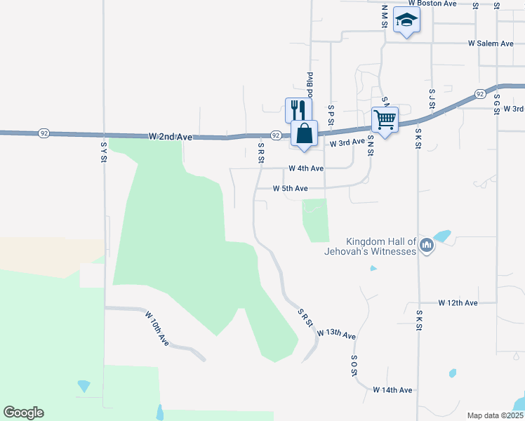 map of restaurants, bars, coffee shops, grocery stores, and more near 810 South R Street in Indianola