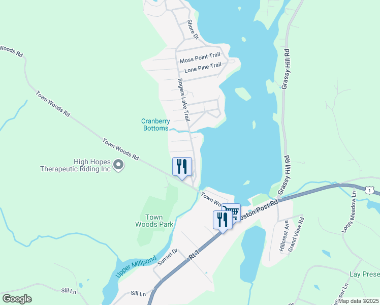 map of restaurants, bars, coffee shops, grocery stores, and more near 37 Rogers Lake Trail in Old Lyme