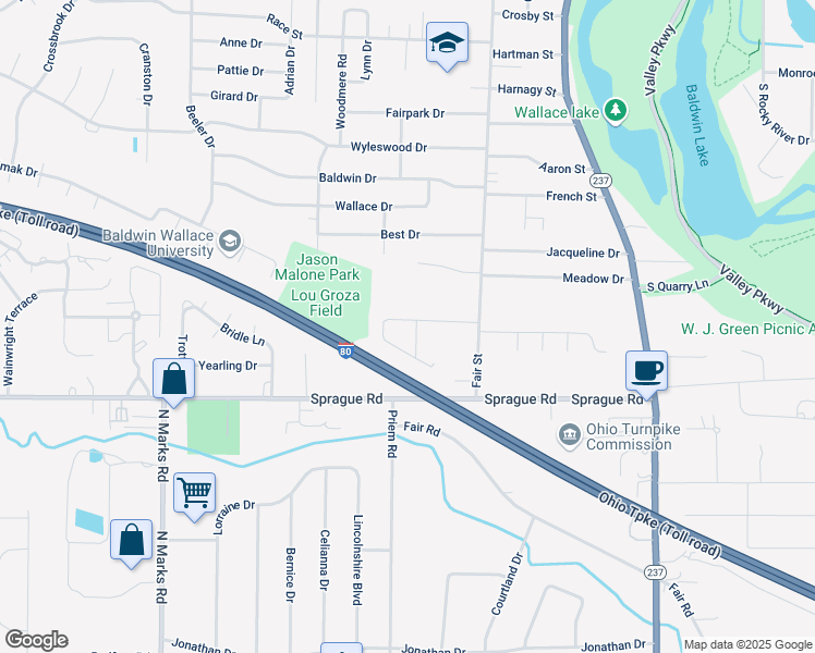 map of restaurants, bars, coffee shops, grocery stores, and more near 243 Jananna Drive in Berea