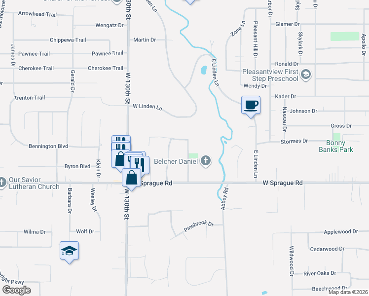 map of restaurants, bars, coffee shops, grocery stores, and more near 7810 List Lane in Parma