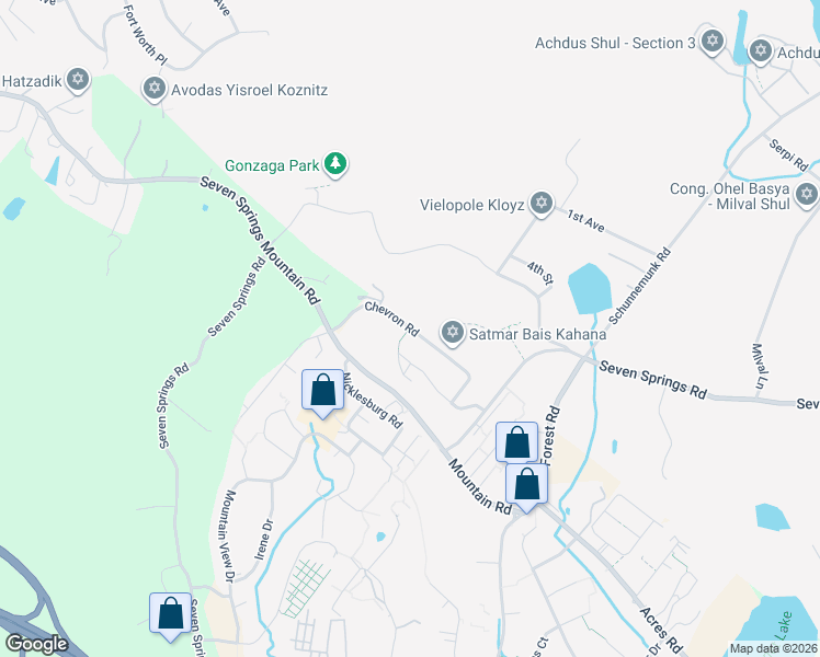 map of restaurants, bars, coffee shops, grocery stores, and more near 15 Chevron Road in Kiryas Joel