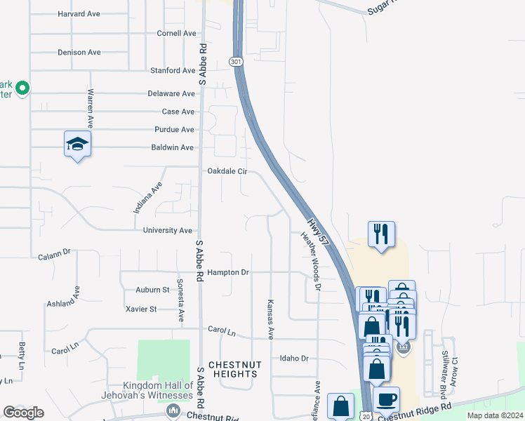 map of restaurants, bars, coffee shops, grocery stores, and more near 207 Rauscher Court in Elyria