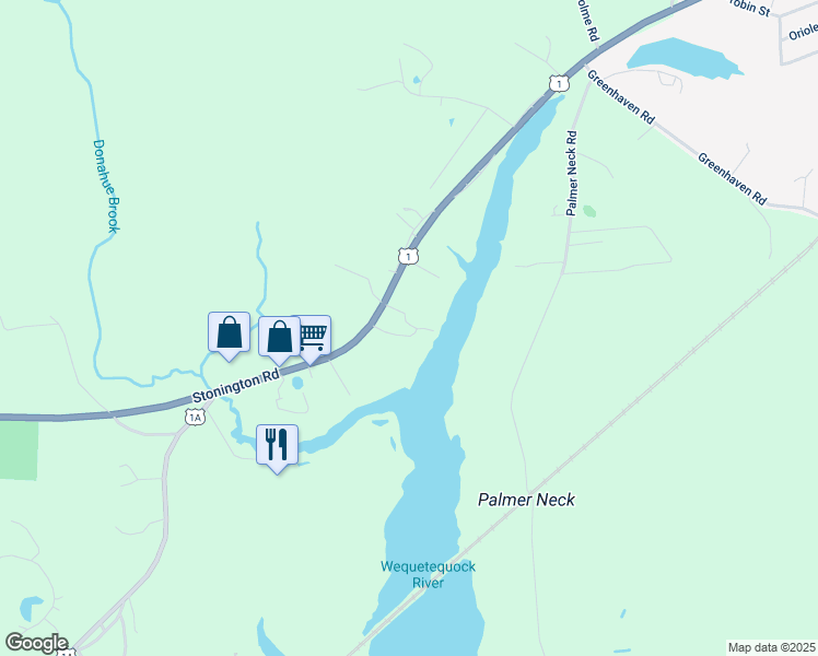 map of restaurants, bars, coffee shops, grocery stores, and more near 830 Stonington Road in Stonington