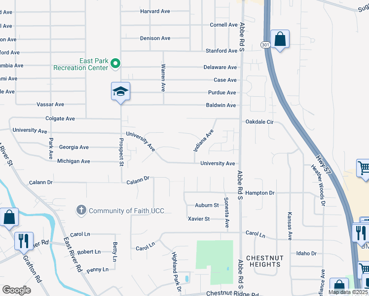 map of restaurants, bars, coffee shops, grocery stores, and more near 140 Wisconsin Circle in Elyria