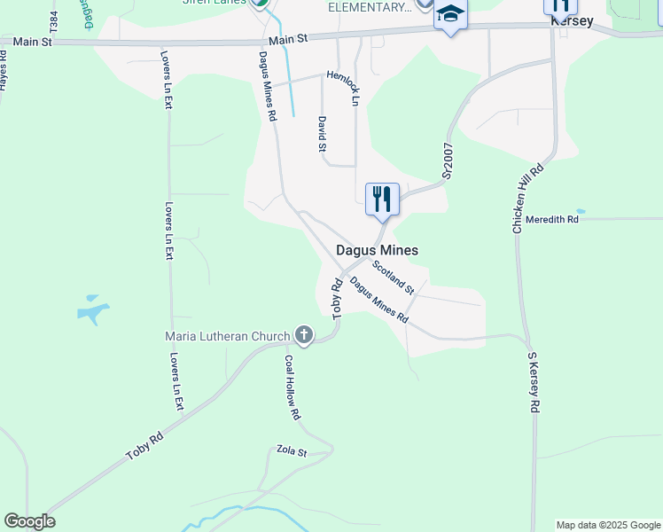 map of restaurants, bars, coffee shops, grocery stores, and more near in Dagus Mines