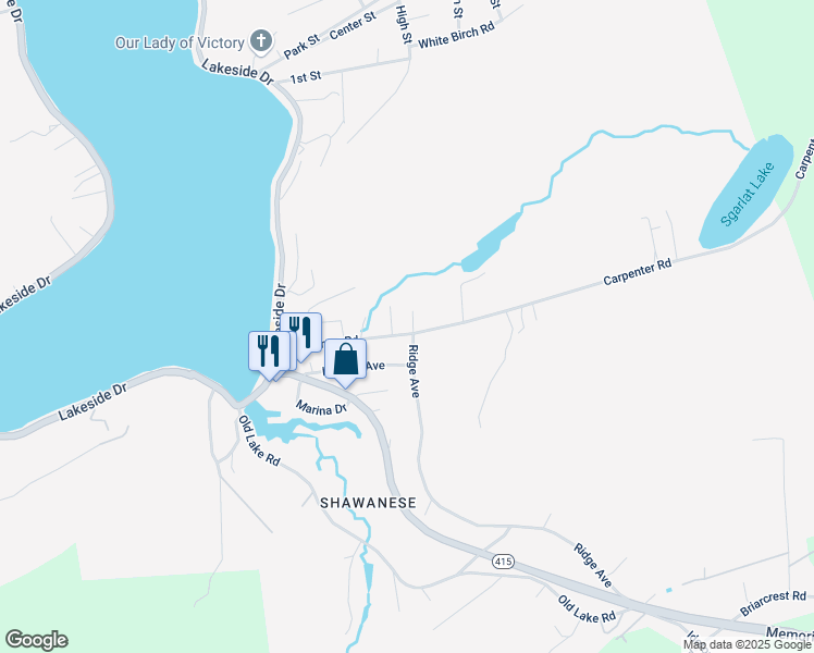 map of restaurants, bars, coffee shops, grocery stores, and more near 41 Carpenter Road in Harveys Lake