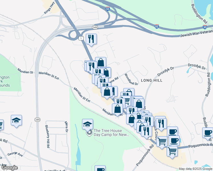 map of restaurants, bars, coffee shops, grocery stores, and more near 23 Wayne Road in Groton