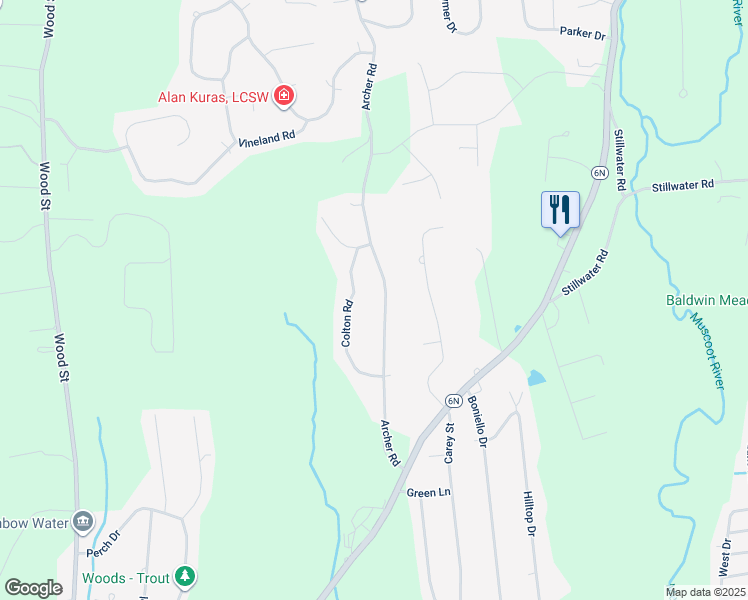 map of restaurants, bars, coffee shops, grocery stores, and more near 84 Archer Road in Mahopac