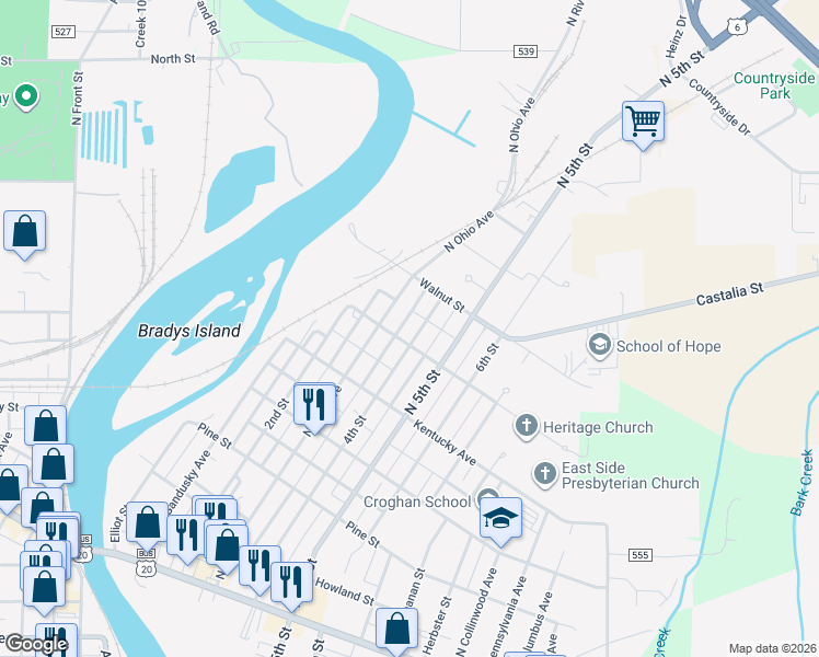 map of restaurants, bars, coffee shops, grocery stores, and more near 706 4th Street in Fremont