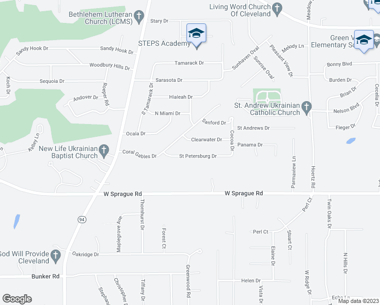 map of restaurants, bars, coffee shops, grocery stores, and more near 4172 Saint Petersburg Drive in Parma