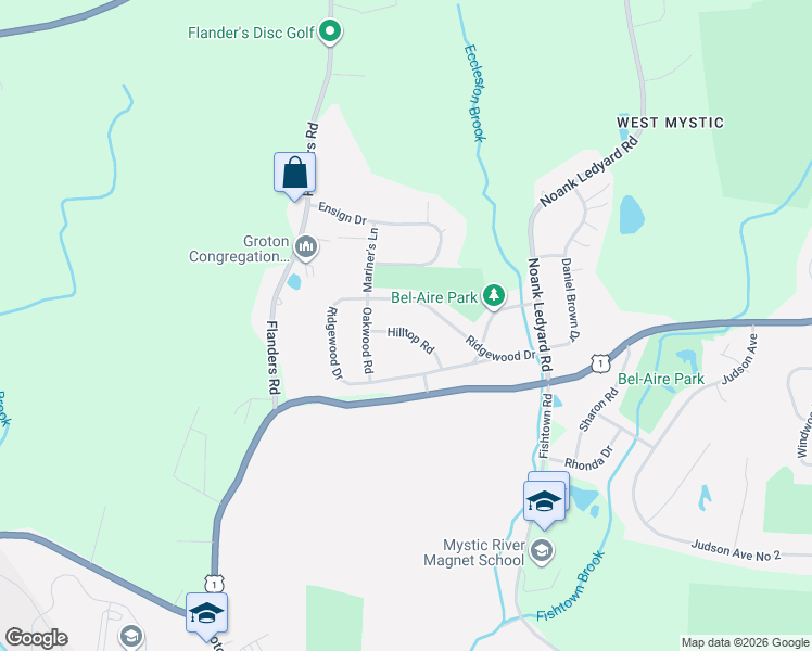 map of restaurants, bars, coffee shops, grocery stores, and more near 75 Hilltop Road in Groton