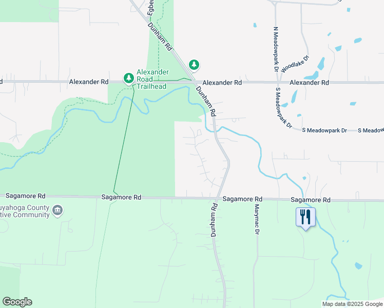 map of restaurants, bars, coffee shops, grocery stores, and more near 7830 Summerset Drive in Walton Hills