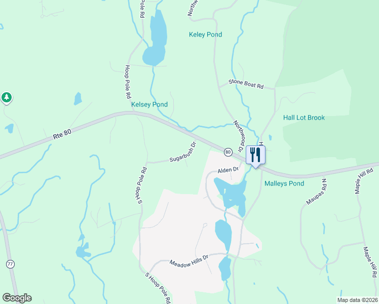 map of restaurants, bars, coffee shops, grocery stores, and more near 69 Sugarbush Dr in Guilford