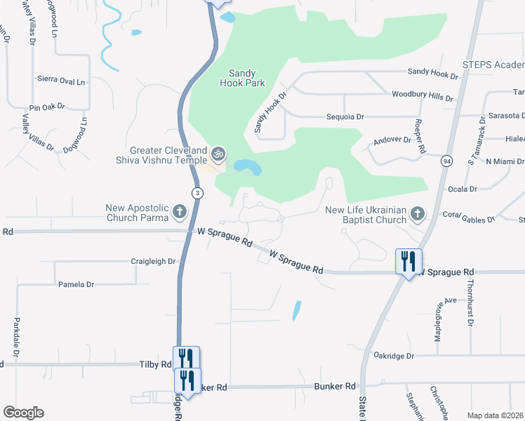 map of restaurants, bars, coffee shops, grocery stores, and more near 6615 Grove Lane in Cleveland
