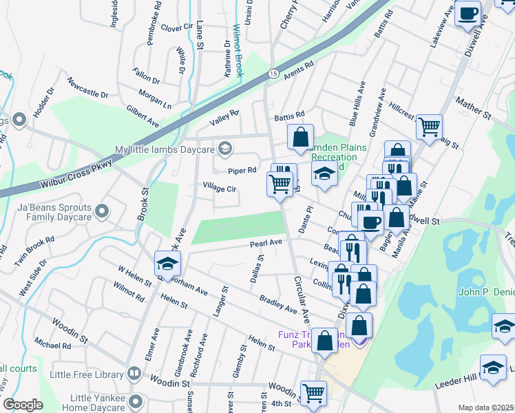 map of restaurants, bars, coffee shops, grocery stores, and more near 306 Circular Avenue in Hamden