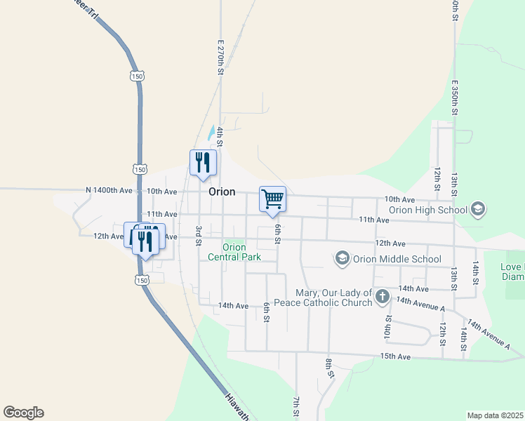map of restaurants, bars, coffee shops, grocery stores, and more near 507 11th Avenue in Orion