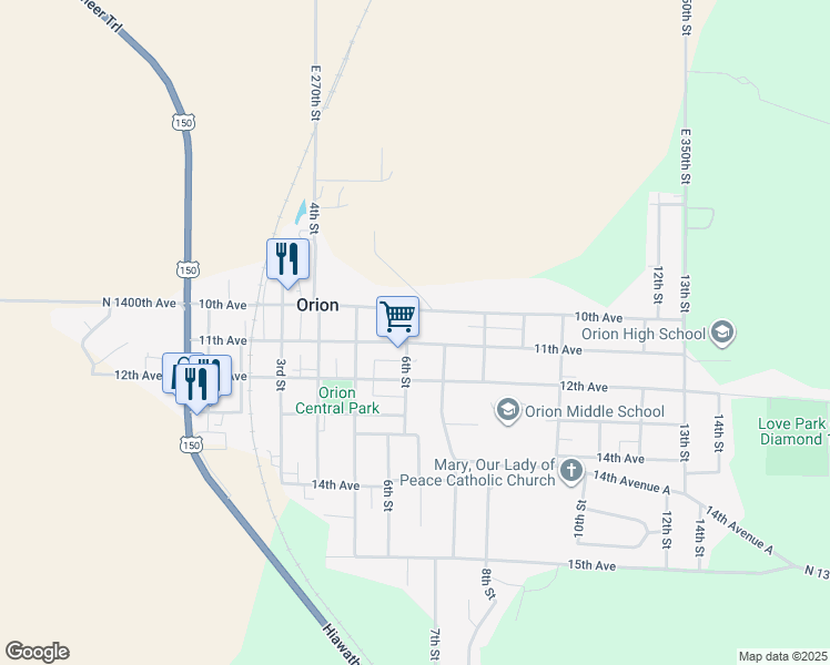 map of restaurants, bars, coffee shops, grocery stores, and more near 507 11th Avenue in Orion