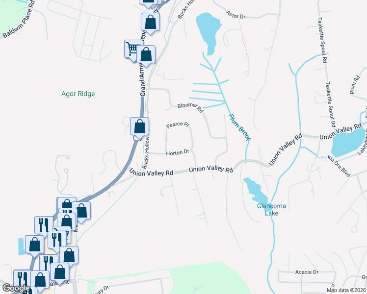 map of restaurants, bars, coffee shops, grocery stores, and more near 11 Horton Drive in Mahopac