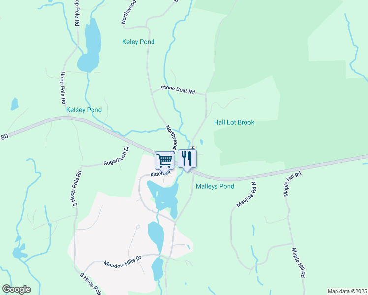map of restaurants, bars, coffee shops, grocery stores, and more near 55 Northwood Drive in Guilford