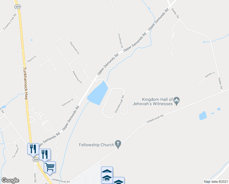 map of restaurants, bars, coffee shops, grocery stores, and more near 17 Glendalough Road in Dallas