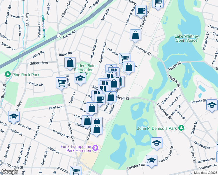 map of restaurants, bars, coffee shops, grocery stores, and more near 1531 Dixwell Avenue in Hamden