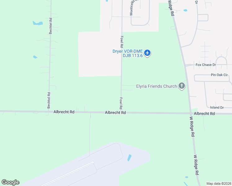 map of restaurants, bars, coffee shops, grocery stores, and more near 9372 Fowl Road in Elyria