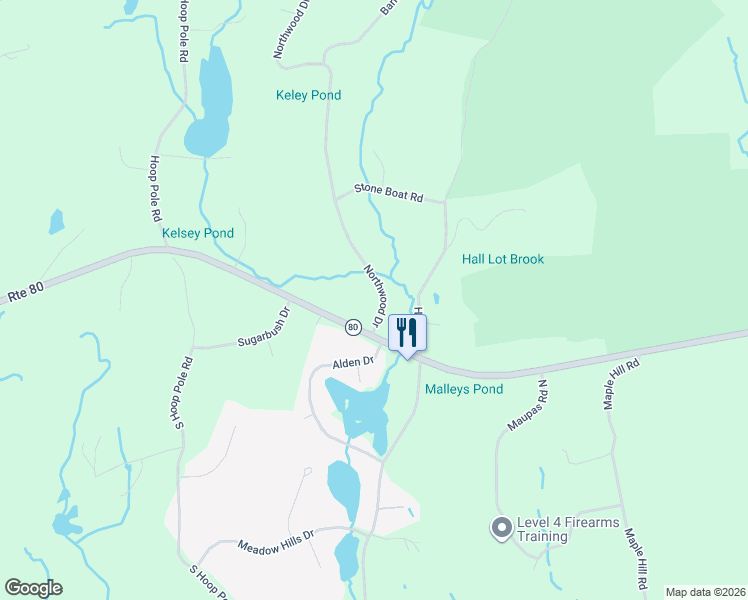map of restaurants, bars, coffee shops, grocery stores, and more near 38 Northwood Drive in Guilford