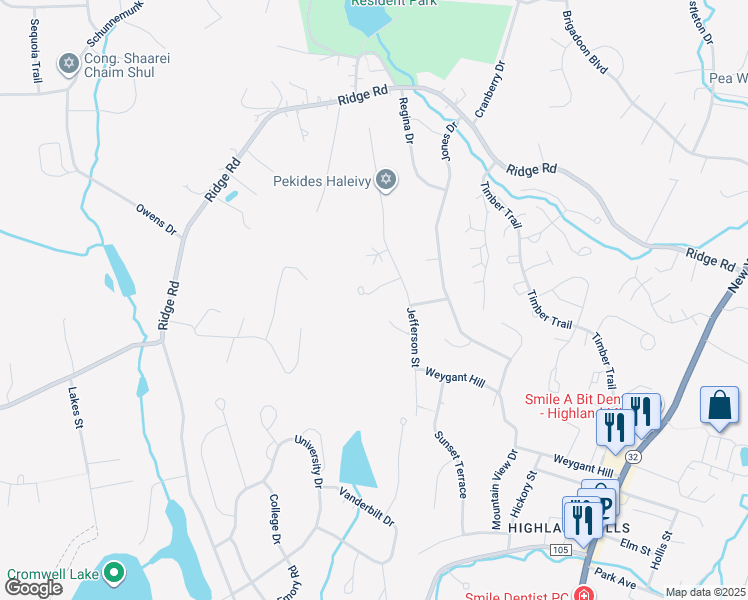 map of restaurants, bars, coffee shops, grocery stores, and more near 7 Van Buren Court in Woodbury