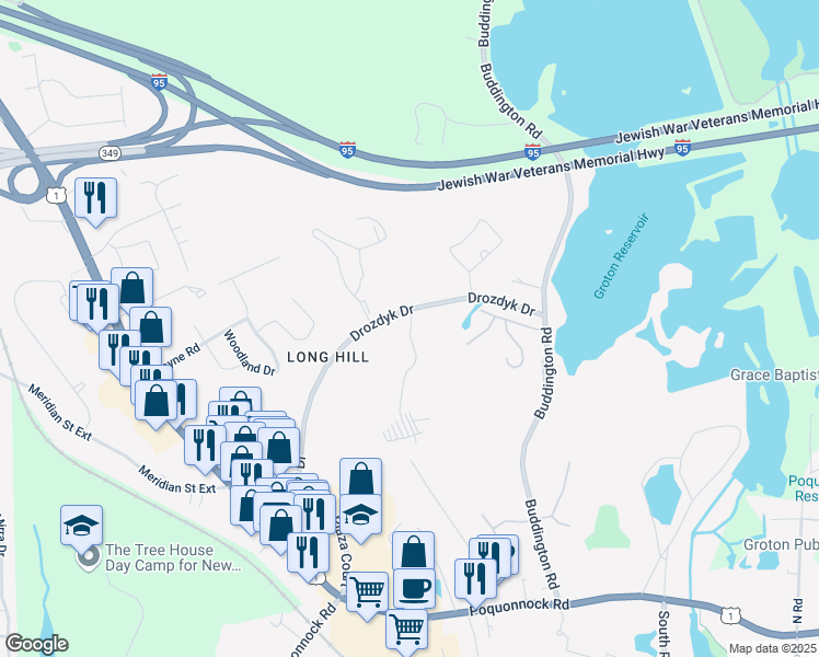 map of restaurants, bars, coffee shops, grocery stores, and more near in Groton