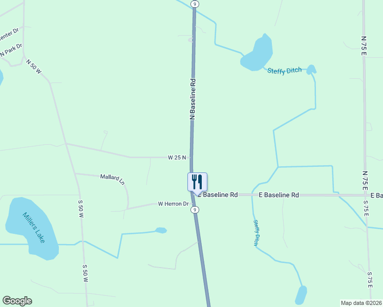 map of restaurants, bars, coffee shops, grocery stores, and more near 105 North Baseline Road in Albion
