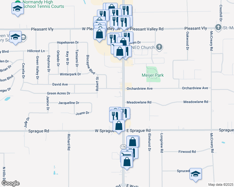 map of restaurants, bars, coffee shops, grocery stores, and more near 7766 Broadview Road in Cleveland