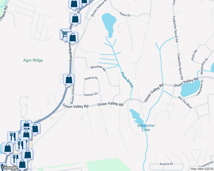 map of restaurants, bars, coffee shops, grocery stores, and more near 19 Bloomer Road in Mahopac