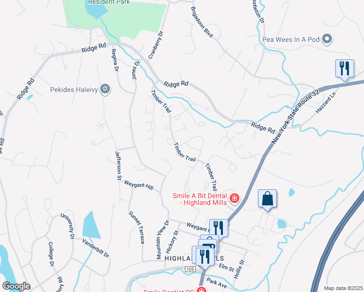 map of restaurants, bars, coffee shops, grocery stores, and more near 47 Linden Drive in Woodbury