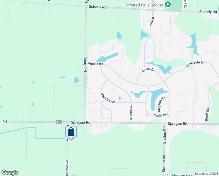 map of restaurants, bars, coffee shops, grocery stores, and more near 9570 Shaker Court in Cuyahoga County
