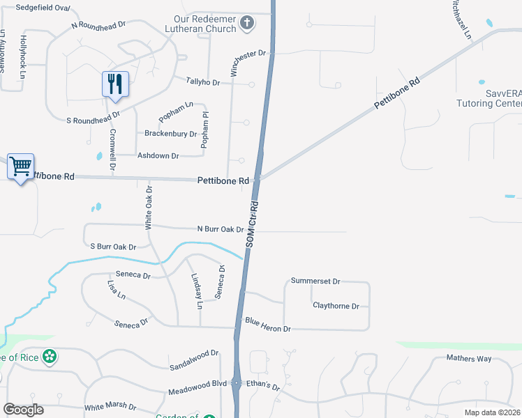 map of restaurants, bars, coffee shops, grocery stores, and more near 7479 Ohio 91 in Solon